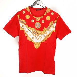 Versace Red Flying Pig & Medusa Medallion Tee, XL